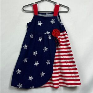 Jumping Beans Red, Blue and White Cotton Stars and Stripes cotton knit dress  3T